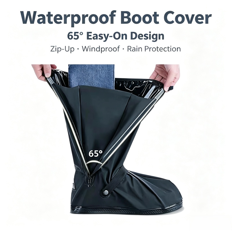 Cycling Commute Rain - Reflective High‑Ankle Rain Boot Covers, Waterproof