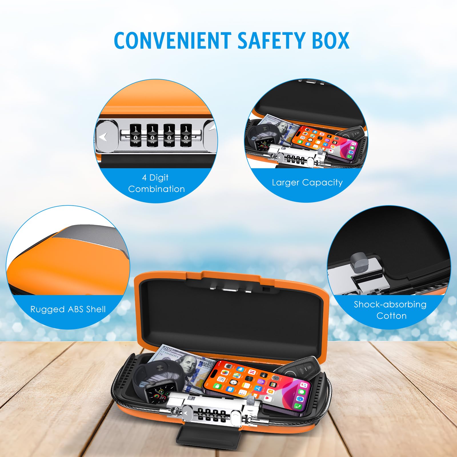 Portable Safe Lock Box with 4- - Chain Lock Combination review and price